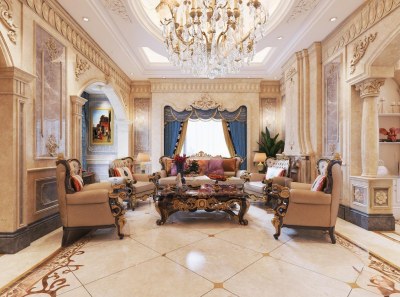 欧式风格客餐厅3D模型下载